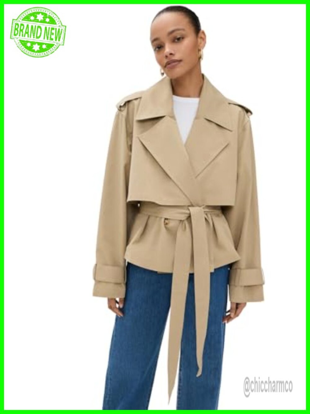 Cotton Cupro Gabardine Twill Women's Trench Coat Double-Breasted